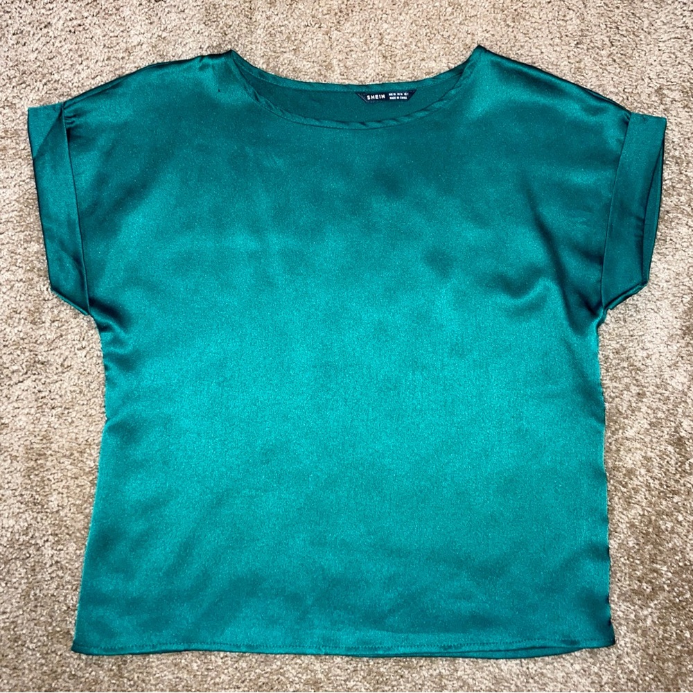 Privé Rolled Cuff Satin Top
